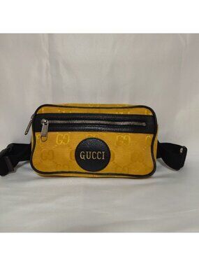 Gucci GG Nylon Off the Grid Yellow Logo Belt Bag
